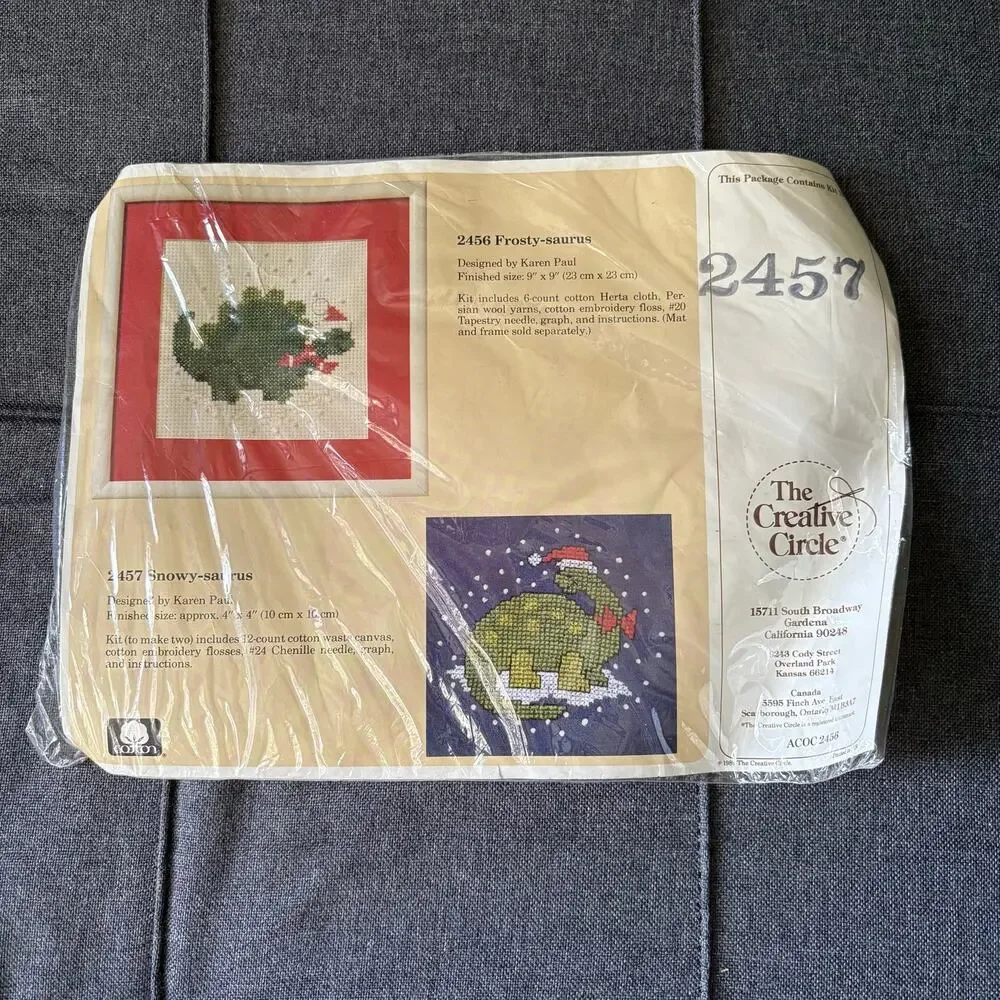 Snowy-saurus 2457 Vintage Counted Cross Stitch Kit by The Creative Circle - 1989
